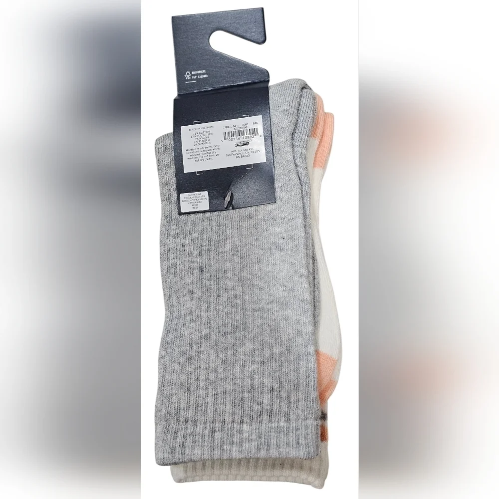 GAP Studio Crew Socks, Women's 2 Pack, Light Grey Heather, New